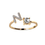 A-Z Letter Adjustable Opening Rings For Women