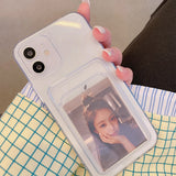 Soft Cover Silicone Wallet Card Holder For IPhone