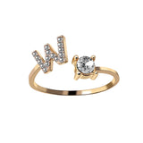 A-Z Letter Adjustable Opening Rings For Women