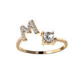 A-Z Letter Adjustable Opening Rings For Women