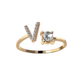 A-Z Letter Adjustable Opening Rings For Women