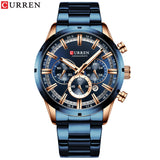 Men Watch Blue Dial Stainless Steel Band