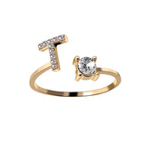 A-Z Letter Adjustable Opening Rings For Women