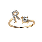 A-Z Letter Adjustable Opening Rings For Women