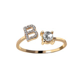 A-Z Letter Adjustable Opening Rings For Women
