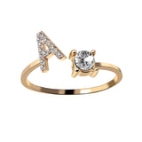 A-Z Letter Adjustable Opening Rings For Women