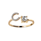 A-Z Letter Adjustable Opening Rings For Women