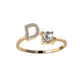 A-Z Letter Adjustable Opening Rings For Women
