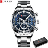 Men Watch Blue Dial Stainless Steel Band