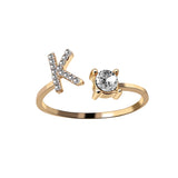 A-Z Letter Adjustable Opening Rings For Women