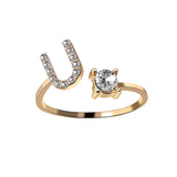 A-Z Letter Adjustable Opening Rings For Women