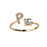 A-Z Letter Adjustable Opening Rings For Women
