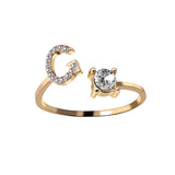 A-Z Letter Adjustable Opening Rings For Women