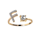 A-Z Letter Adjustable Opening Rings For Women