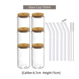 550ml/400ml Glass Cup With Lid and Straw