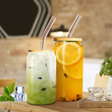 550ml/400ml Glass Cup With Lid and Straw