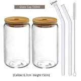 550ml/400ml Glass Cup With Lid and Straw