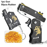 1pc Mini metal folding Gun Rubber