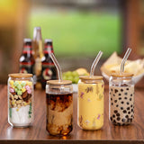 550ml/400ml Glass Cup With Lid and Straw