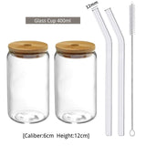 550ml/400ml Glass Cup With Lid and Straw