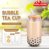 550ml/400ml Glass Cup With Lid and Straw